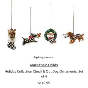MacKenzie-Childs hand painted dog Christmas ornaments (3 of 4)